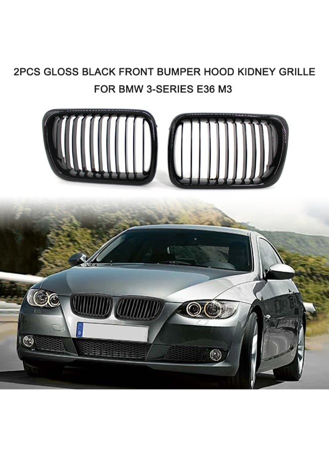 Generic 2-Piece Gloss Front Bumper Hood Kidney Replacement Grill For BMW 3-Series E36 M3 1997-1999  - Image 2