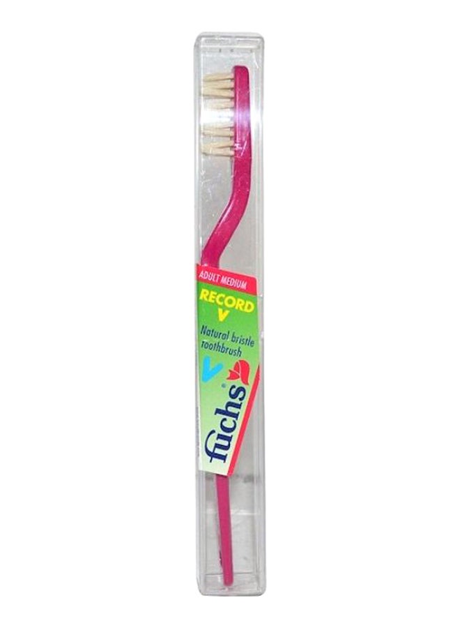 FUCHS Record V Natural Bristle Toothbrush Red 