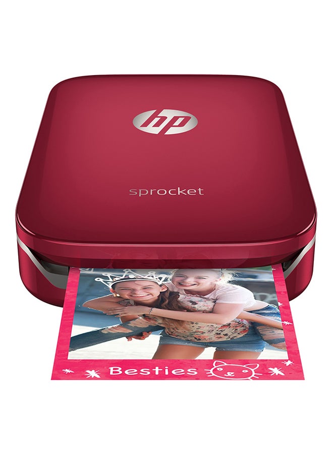 Portable Sprocket Photo Printer With Wireless Function Red/Silver