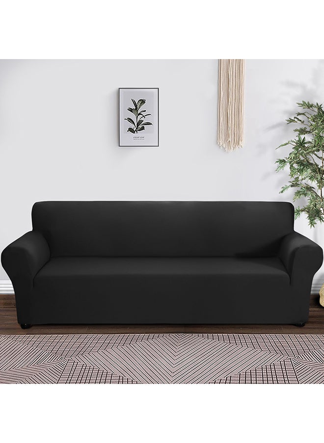 Anti-Slip 4 Seater Sofa Cover Black 30X6X25cm  - Image 2