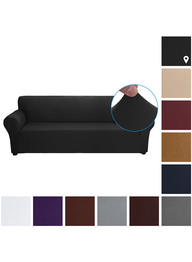 Anti-Slip 4 Seater Sofa Cover Black 30X6X25cm  - Image 3