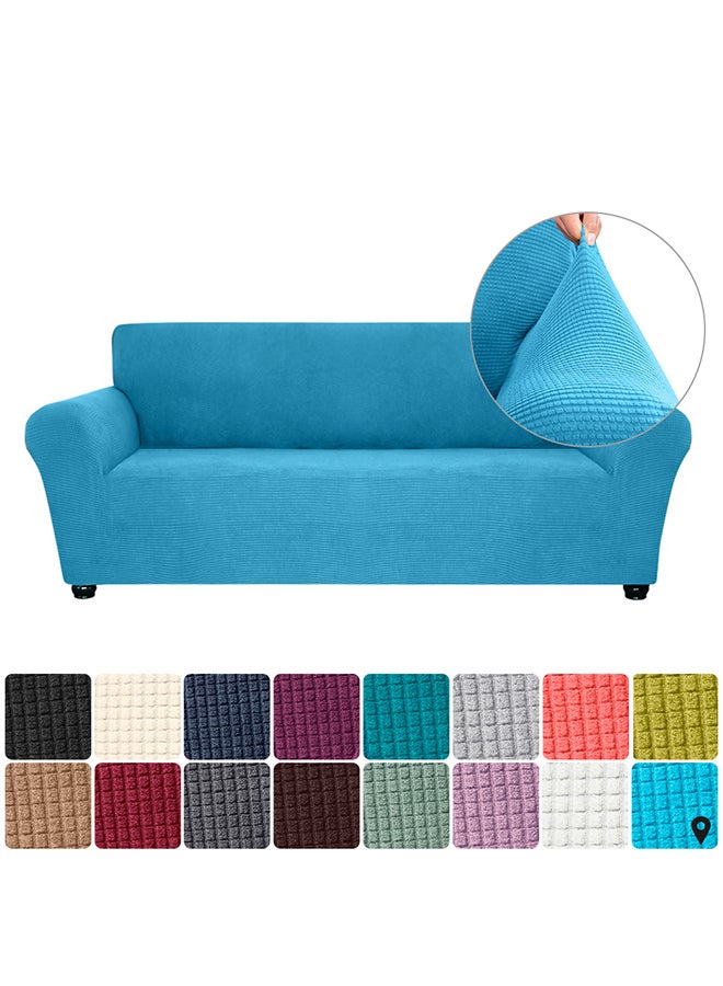 Spandex Anti-Slip 3 Seater Soft Cover Blue 39X10X31cm - Image 3