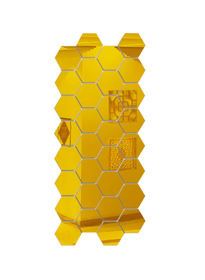 12 Piece 3D Hexagon Acrylic Mirror Wall Stickers Gold 12.6x12.6centimeter - Image 1