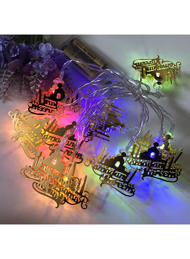 شريط إضاءة LED للتعليق بتصميم حروف حديدية وقلعة للديكور في حفلات رمضان ذهبي 12x10x12سم - Image 3