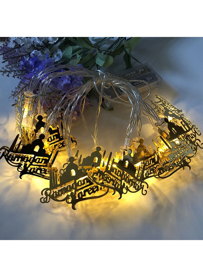 شريط إضاءة LED قابل للتعليق بتصميم قلعة وحروف، مصنوعة من الحديد. مناسبة للحفلات الرمضانيّة. ذهبي 12x10x12سم - Image 3