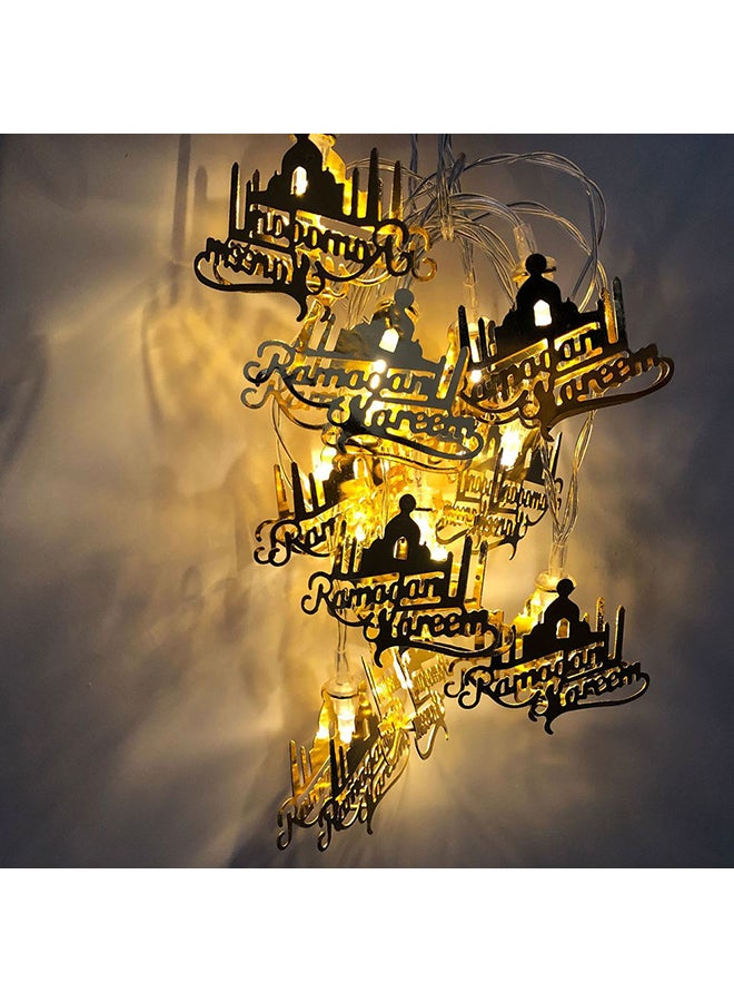 Hanging Led String Lights Iron Letters Castle For Ramadan Party Decoration Gold 12x10x12cm - Image 2