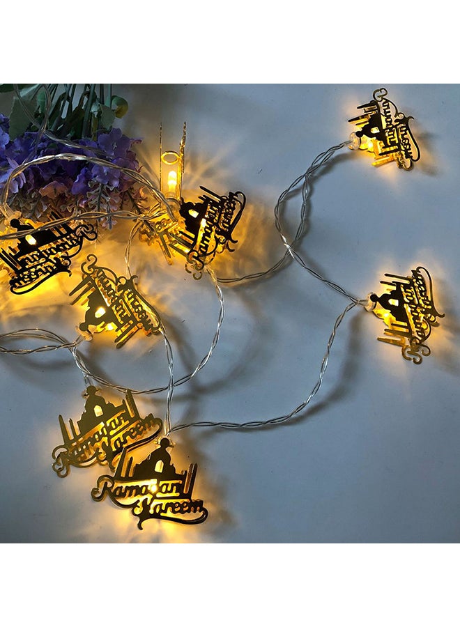 Hanging Led String Lights Iron Letters Castle For Ramadan Party Decoration Gold 12x10x12cm - Image 3