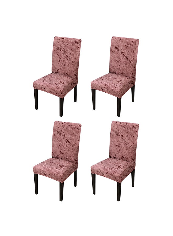 غطاء كرسي مضاد للغبار مزين بطبعة من 4 قطع وردي 12X8X12سم - Image 1
