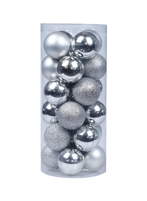 24-Piece Christmas Tree Decor Ball Set Silver 6cm