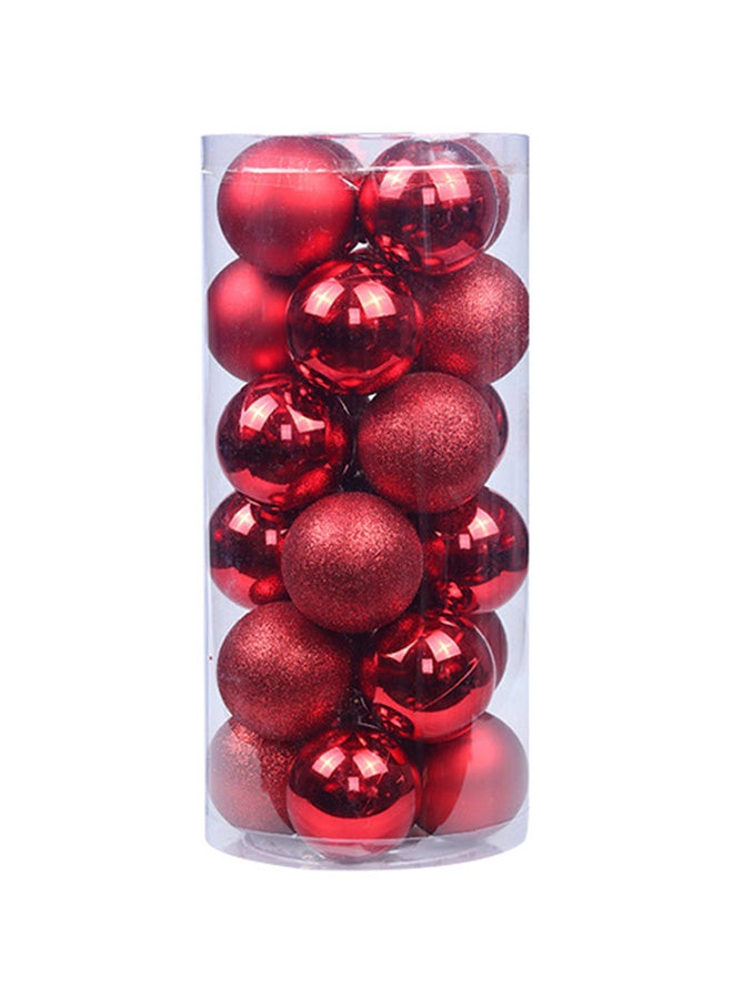 24-Piece Tree Decor Ball Set Red 4cm - Image 1