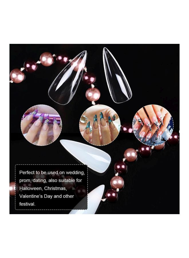 504-Piece Long Stiletto False Nails Clear - Image 5