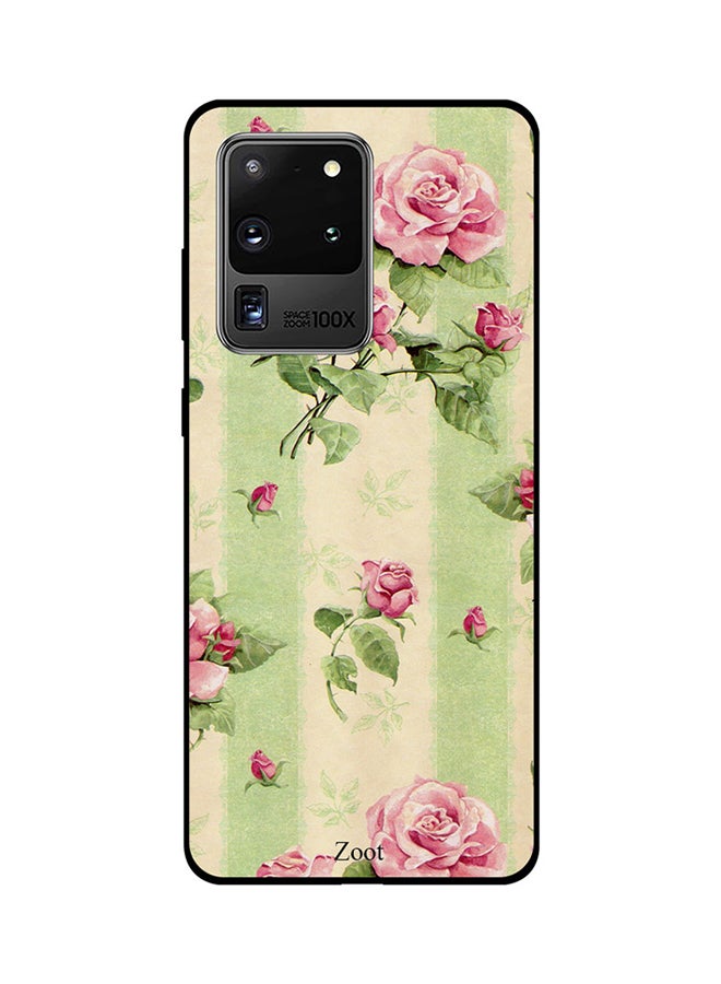 Zoot Skin Case Cover -for Samsung Galaxy Ultra S20 Cream Green Flowers Cream Green Flowers