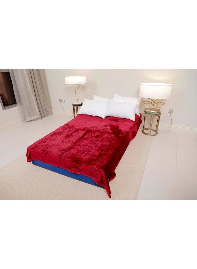 PARAJOHN Soft Flannel Fleece Blanket Polyester Maroon 200x240centimeter - Image 2