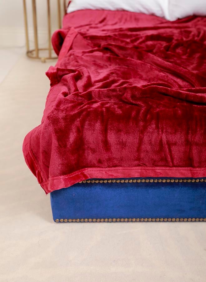 PARAJOHN Soft Flannel Fleece Blanket Polyester Maroon 200x240centimeter - Image 3