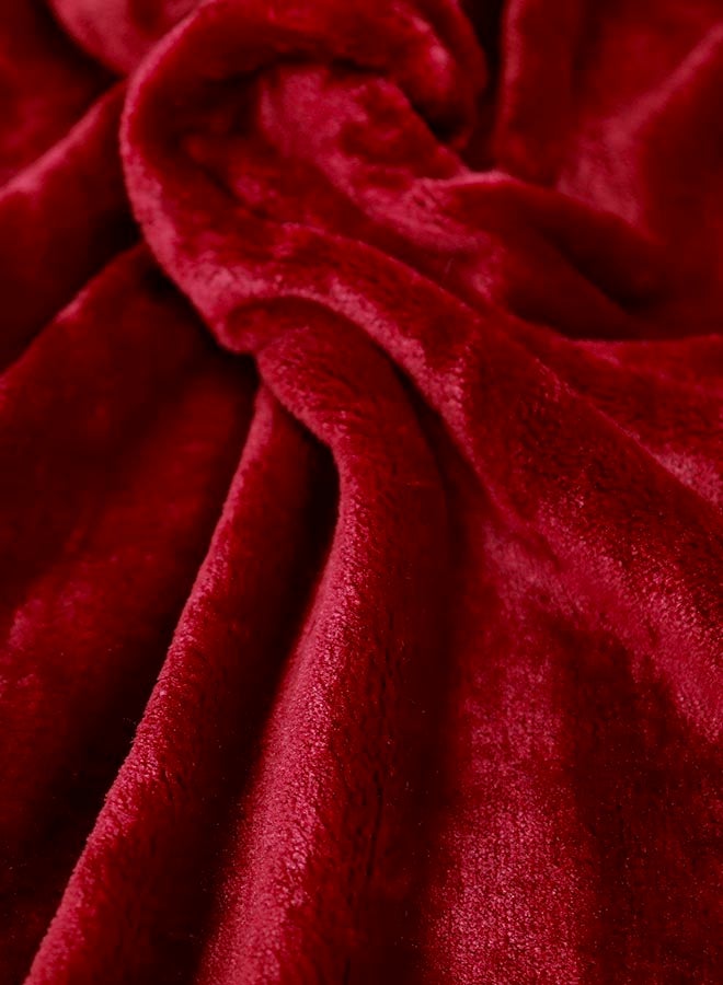 PARAJOHN Soft Flannel Fleece Blanket Polyester Maroon 200x240centimeter - Image 4