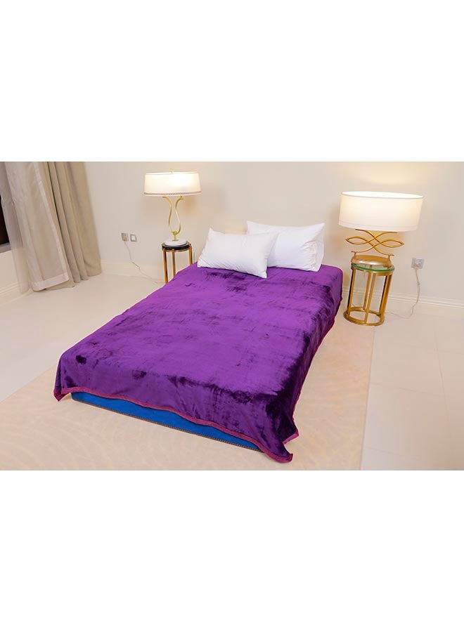 PARAJOHN Soft Flannel Fleece Blanket Polyester Purple 200x240cm - Image 2
