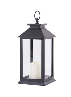 Candle Lantern With LED Light Black/Clear