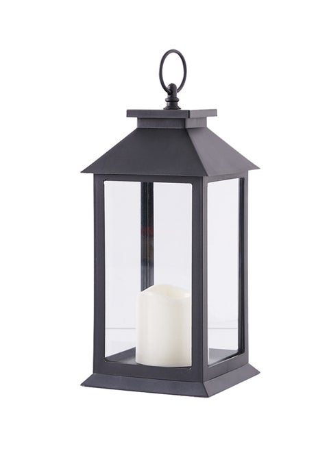 Candle Lantern With LED Light Black/Clear
