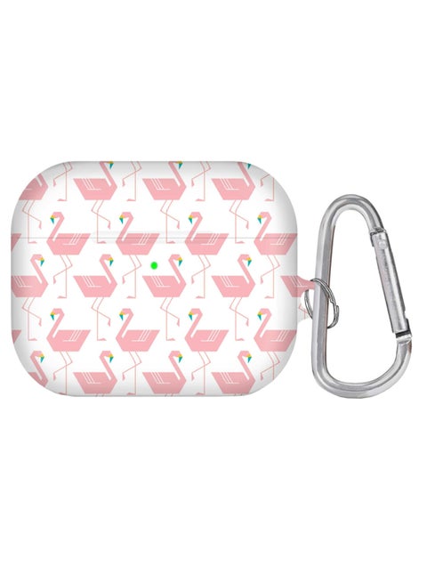 Flamingo Printed AirPods Pro Case With Carabiner Multicolour