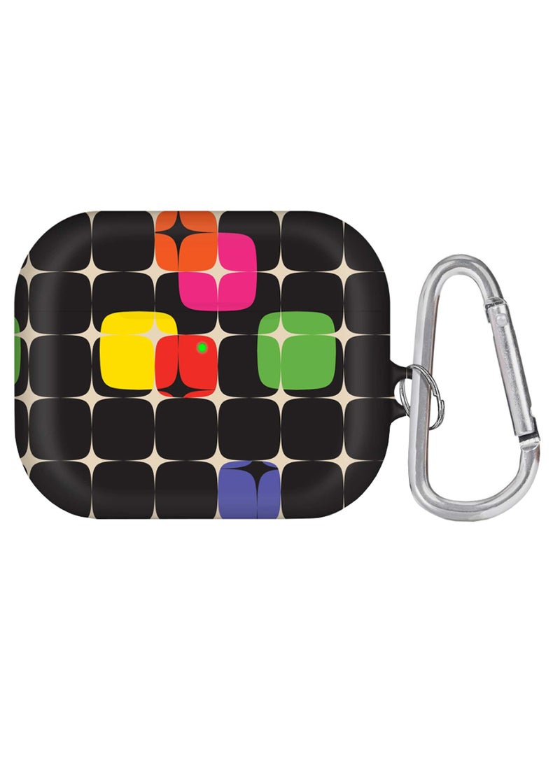 ستايلايزد حافظة برو لآيربودز مطبوع عليها رسومات نجوم بتصميم كلاسيكي من حقبة السبعينيات ومزودة بحلقة بقفل زنبركي أسود / أخضر / أحمر