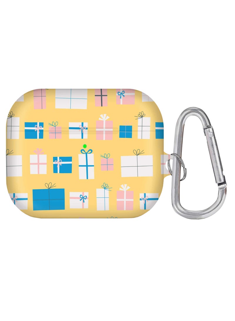 ستايلايزد حافظة لسماعات آيربودز برو بطبعة هدايا مغلفة ومزودة بحلقة بقفل زنبركي متعدد الألوان