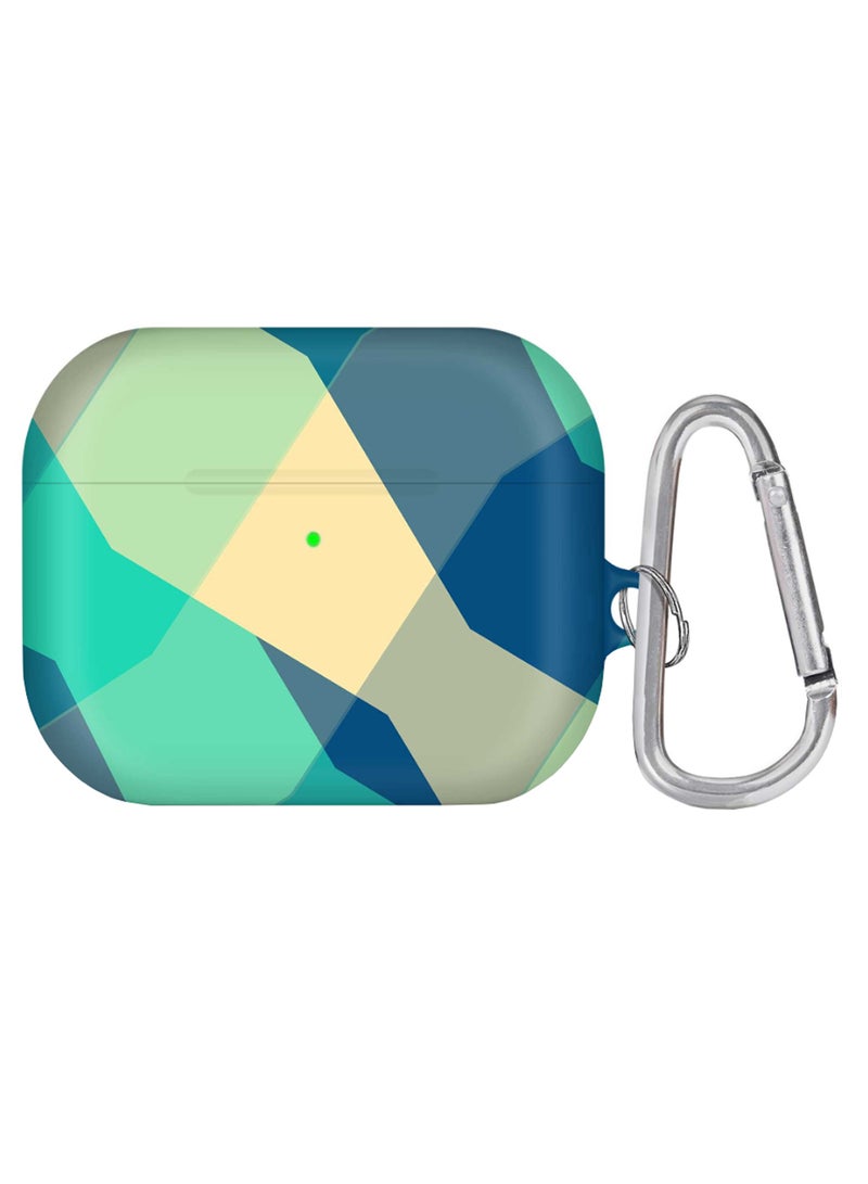 Stylizedd Checkered Aqua Printed Earphones Pro Case With Carabiner Multicolour