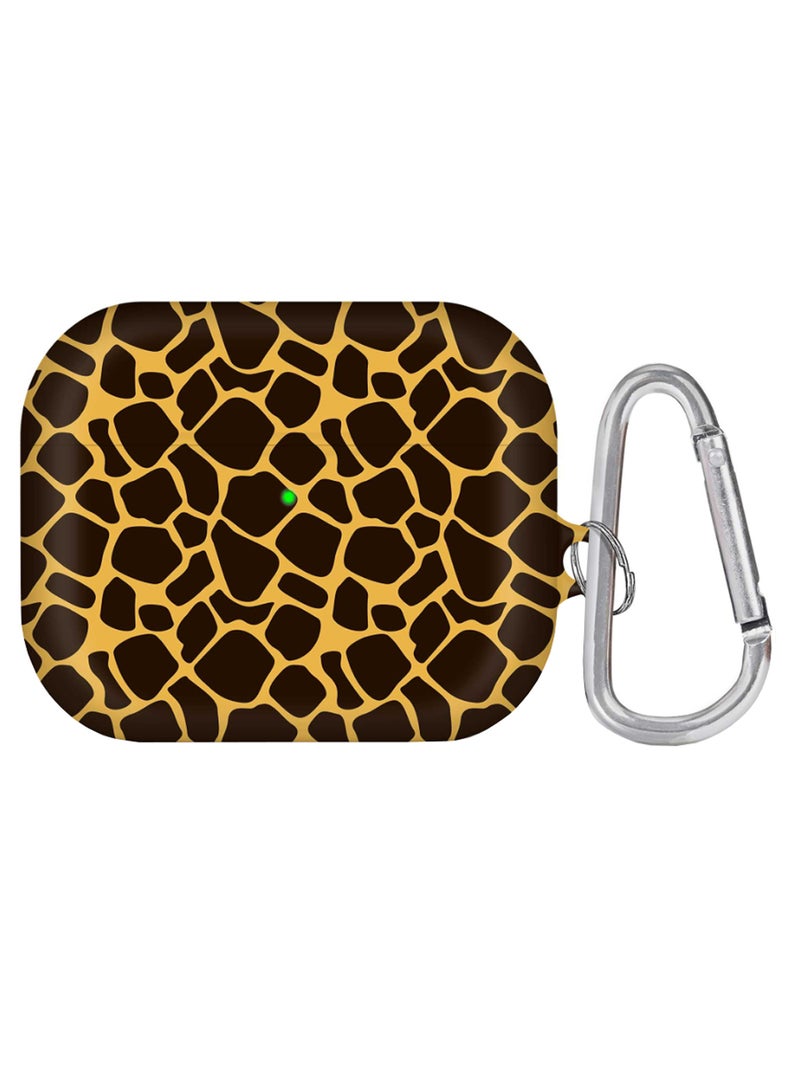 ستايلايزد حافظة لسماعات آيربودز برو مزودة بحلقة بقفل زنبركي بطبعة جلد الزرافة بني/ بيج/ فضي