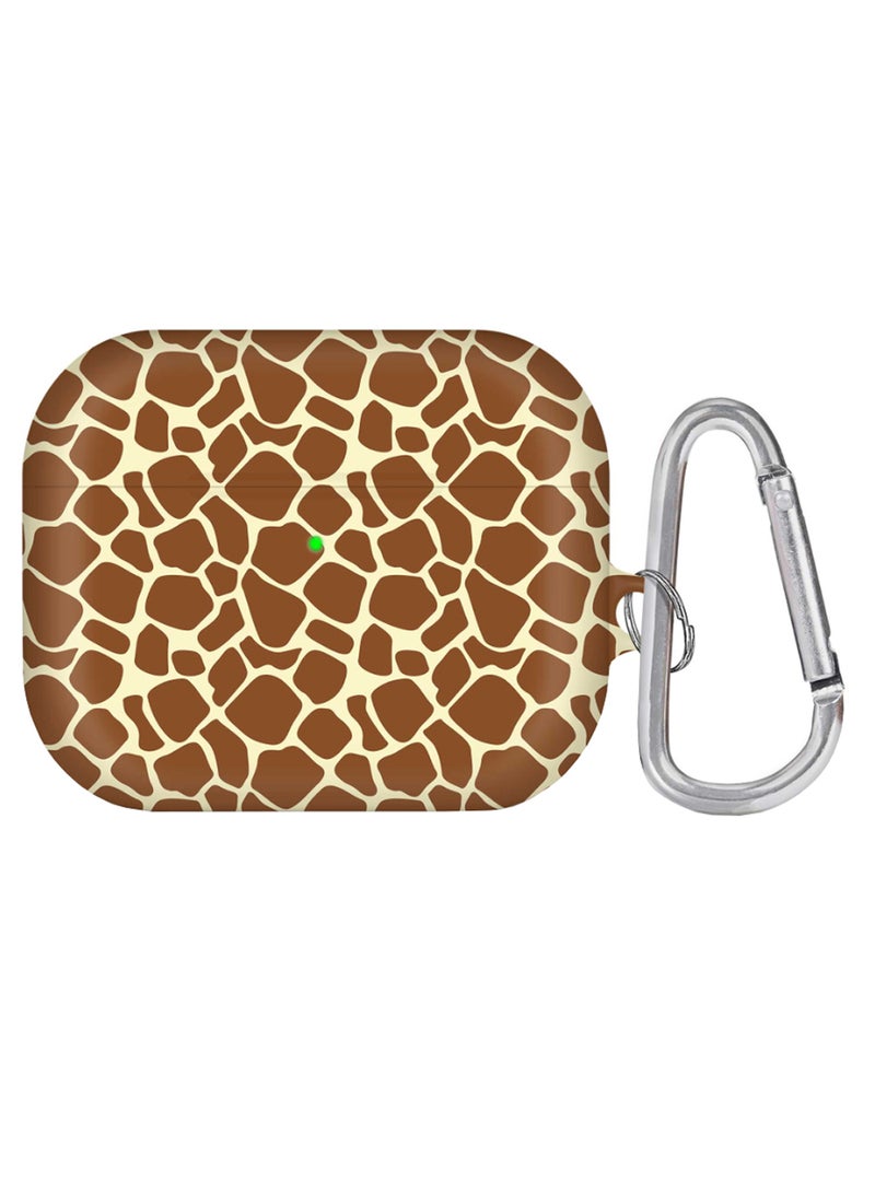 ستايلايزد غطاء حماية لسماعة آيربودز برو مزود بخطاف حلقي ومزين بطبعة جلد الزرافة الشبكية بني/ بيج/ فضي