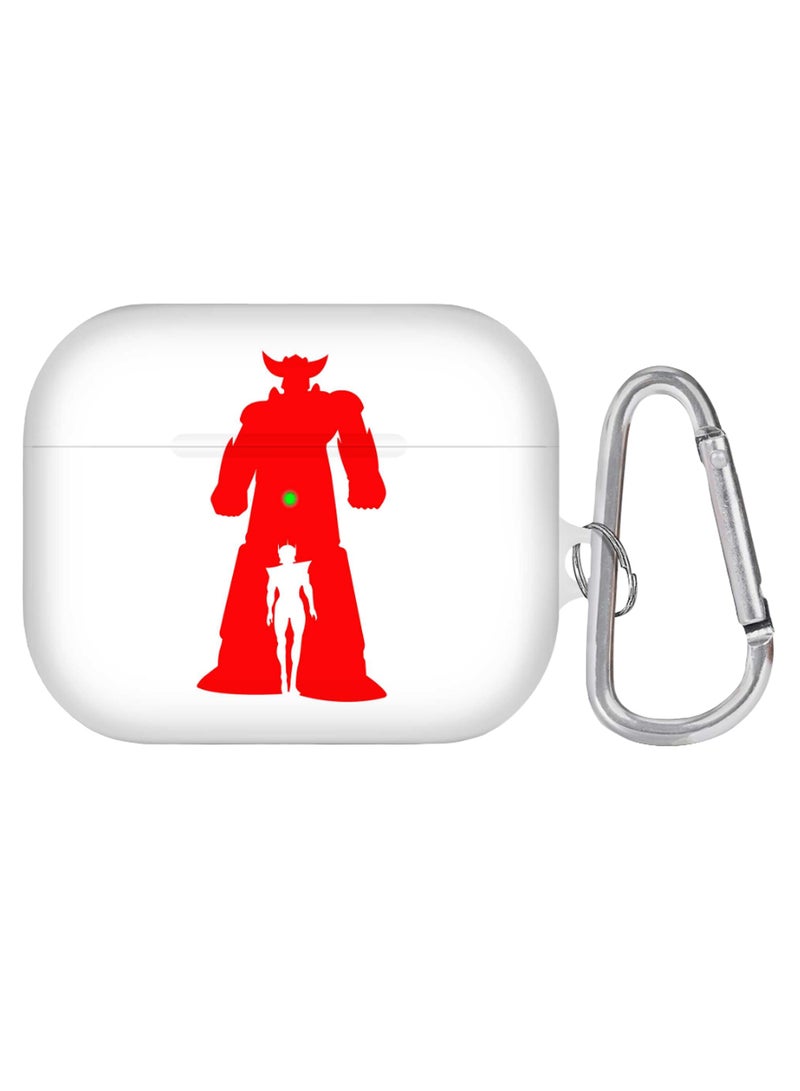 Grendizer Printed AirPods Pro Case With Carabiner White/Red/Silver