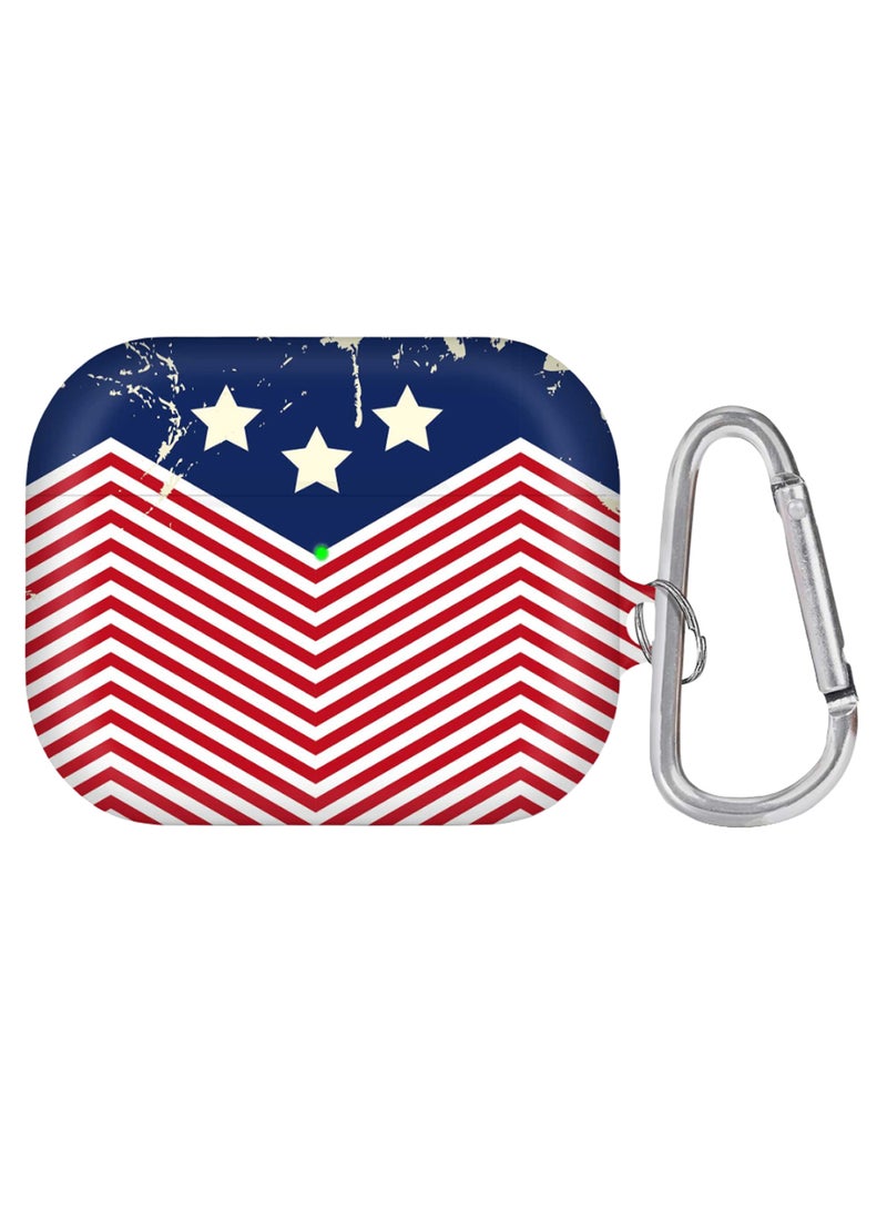 Stylizedd - Stars And Stripes Printed Apple AirPods Pro Case With Carabiner Multicolour - Image 1