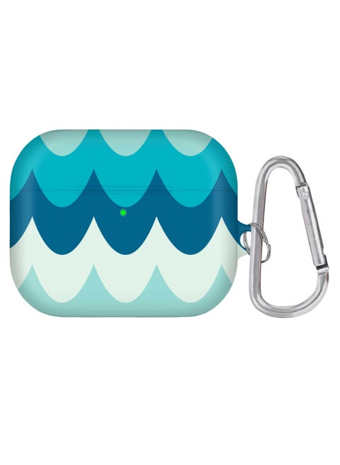 Wavy Waves Printed AirPods Pro Case With Carabiner Multicolour