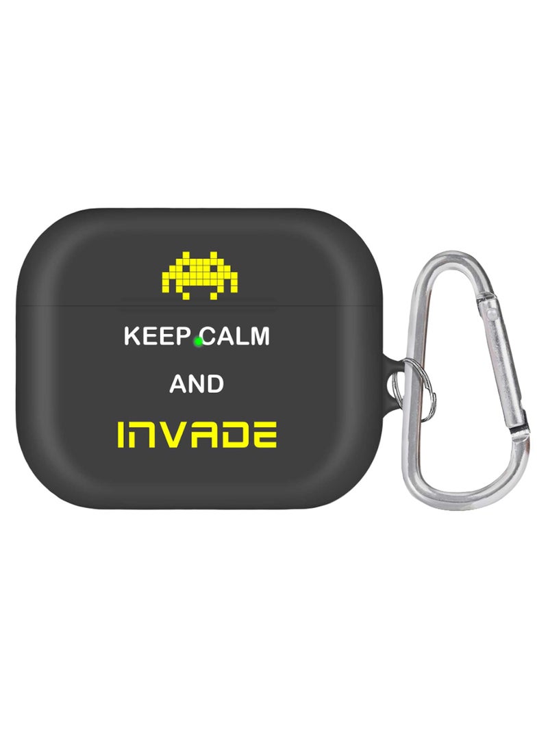 Keep Calm And Invade Printed Case With Carabiner For Apple AirPods Pro Multicolour