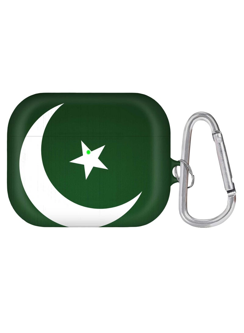 Stylizedd Flag Of Pakistan Printed Case Cover For Earphones With Carabiner Green/Silver/White
