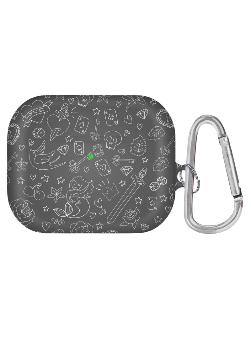 Stylizedd - Protective Case Cover With Carabiner For Apple AirPods Pro Grey/White - Image 1