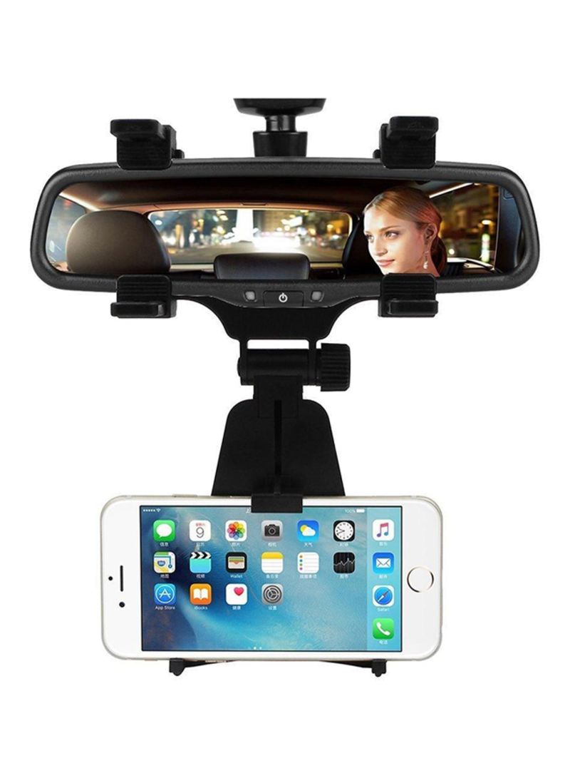 Universal Rearview Mirror Car Mount For Most Mobile Phones Black - Image 1