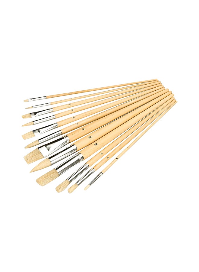 Silverline - 12-Piece Artists Paint Brush Set Beige 30mm - Image 1