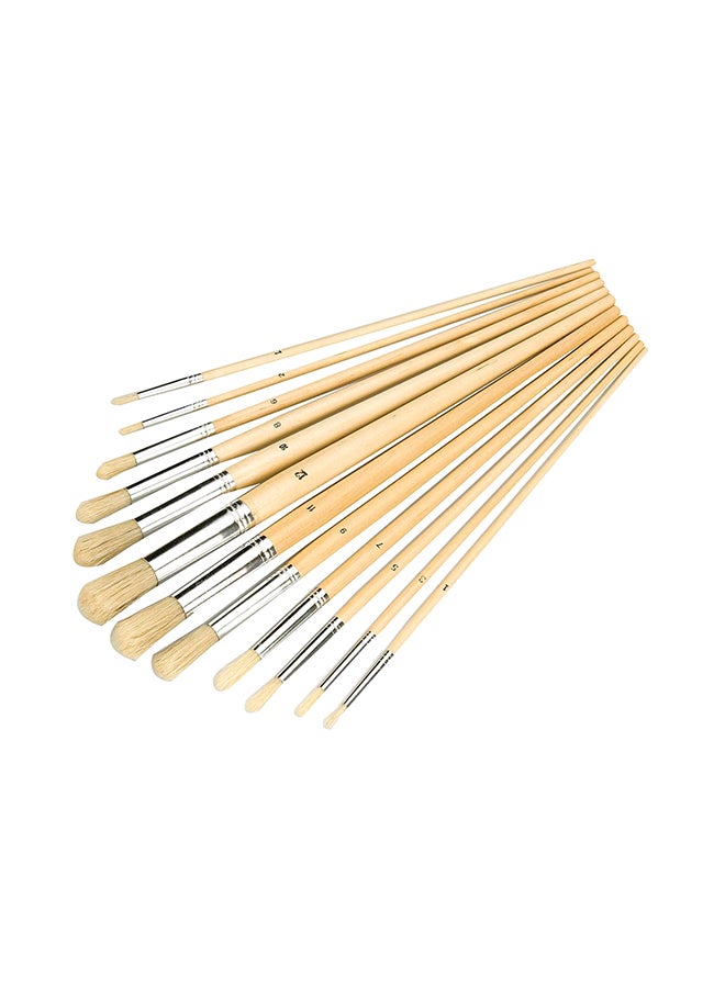 Silverline - 12-Piece Artists Paint Brush Set Beige Beige/Silver 38.5x1x16cm - Image 1