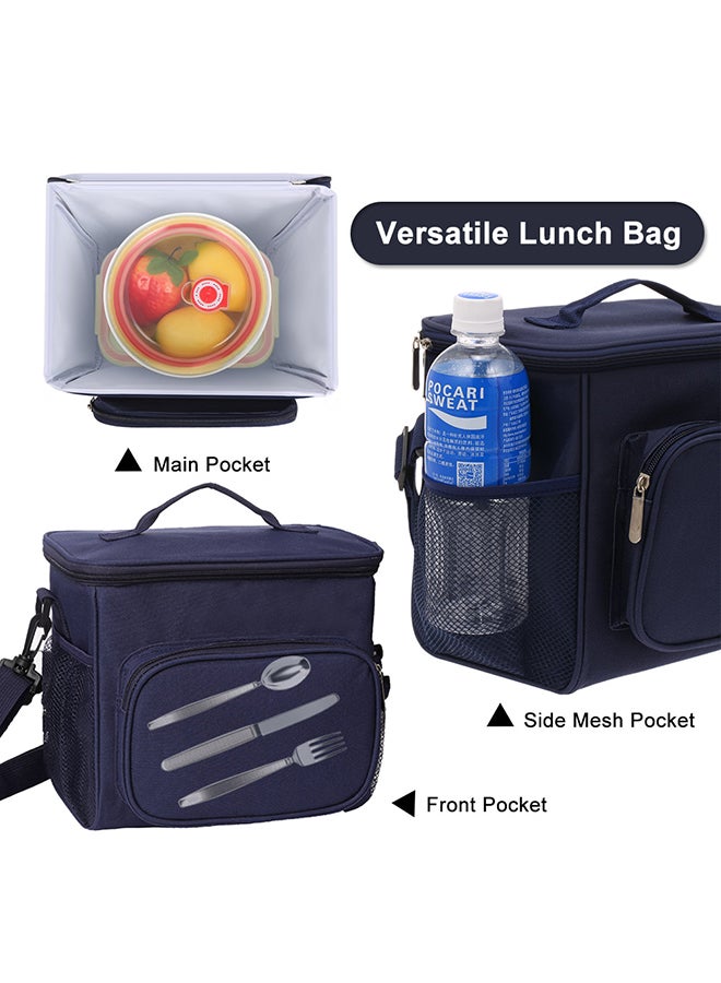 Insulated Lunch Bag Box Navy Blue 25.5x18x22.5cm - Image 4
