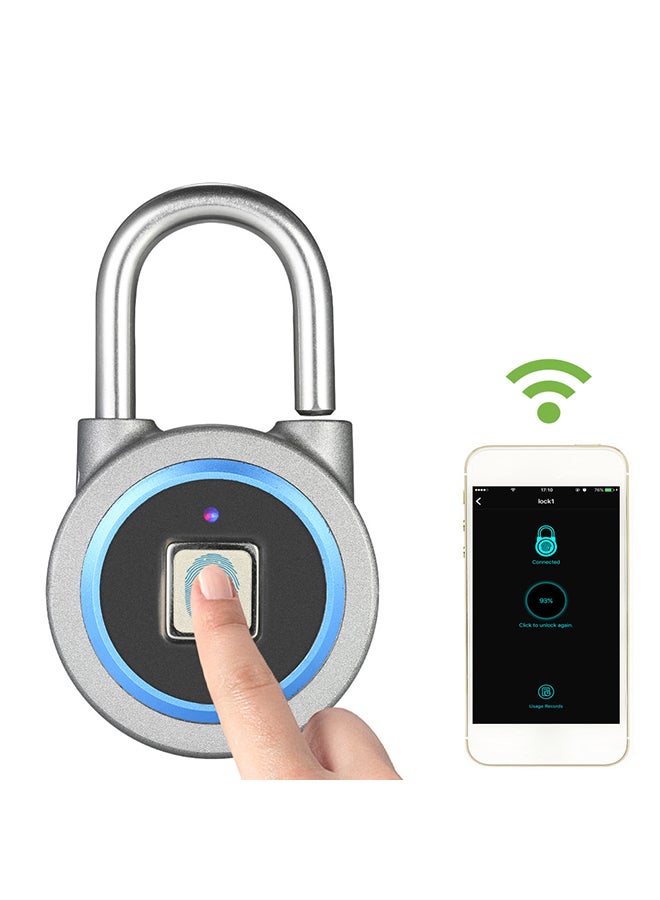 Rechargeable Smart Fingerprint Lock Blue/Grey  - Image 4