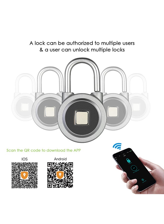 Rechargeable Smart Fingerprint Lock Grey/Black  - Image 5
