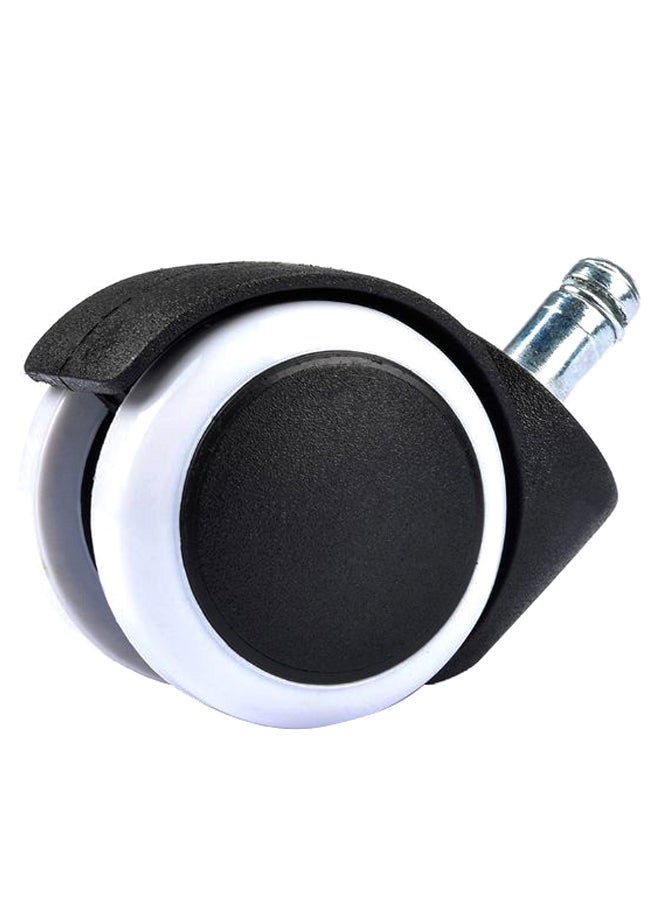 طقم عجلات دوارة عالية المتانة لكرسي المكتب من 5 قطع أسود/ أبيض/ فضي - Image 2