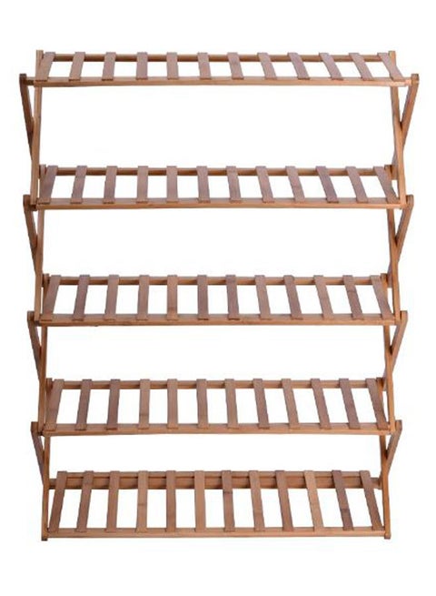 5-Tier Foldable Shoe Rack Brown