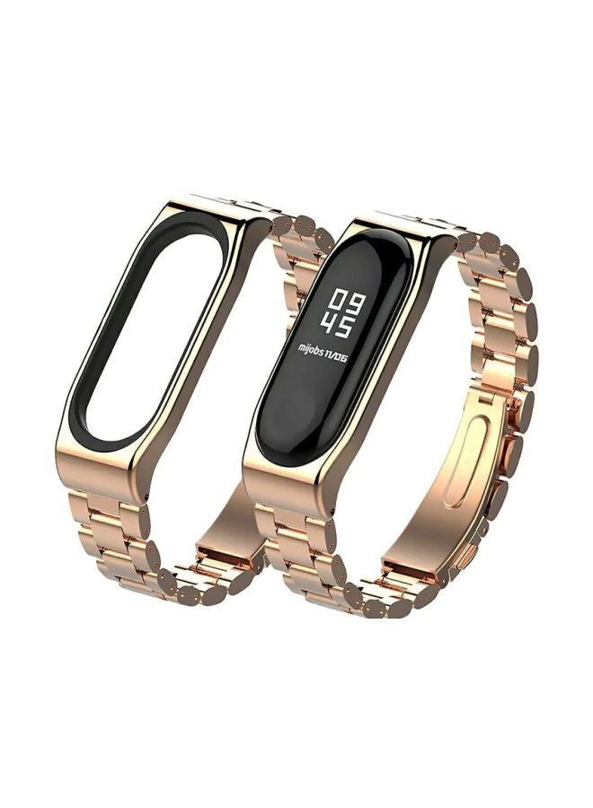MIJOAS - Stainless Steel Replacement Band For Xiaomi Mi Band 3 Gold - Image 1