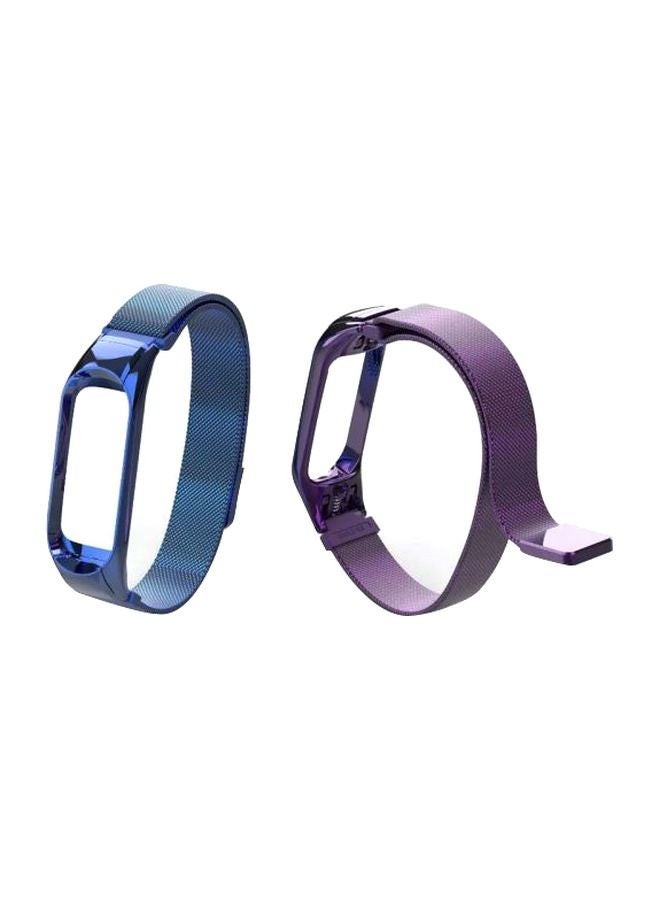 Pack Of 2 Replacement Band For Xiaomi Band 3 Blue/Purple