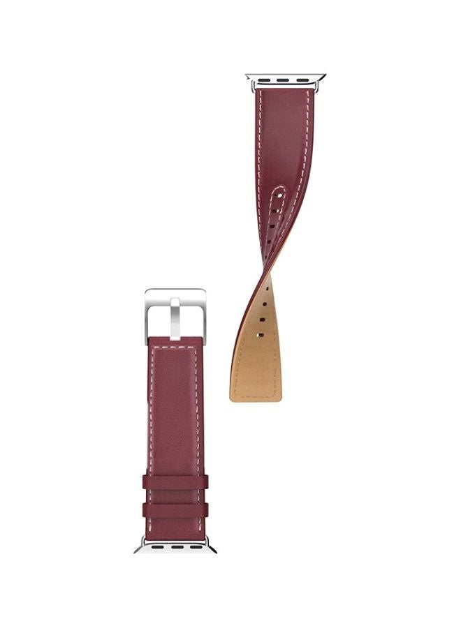 Hoco Replacement Leather Strap With Case For Apple iWatch 44mm Red  - Image 2