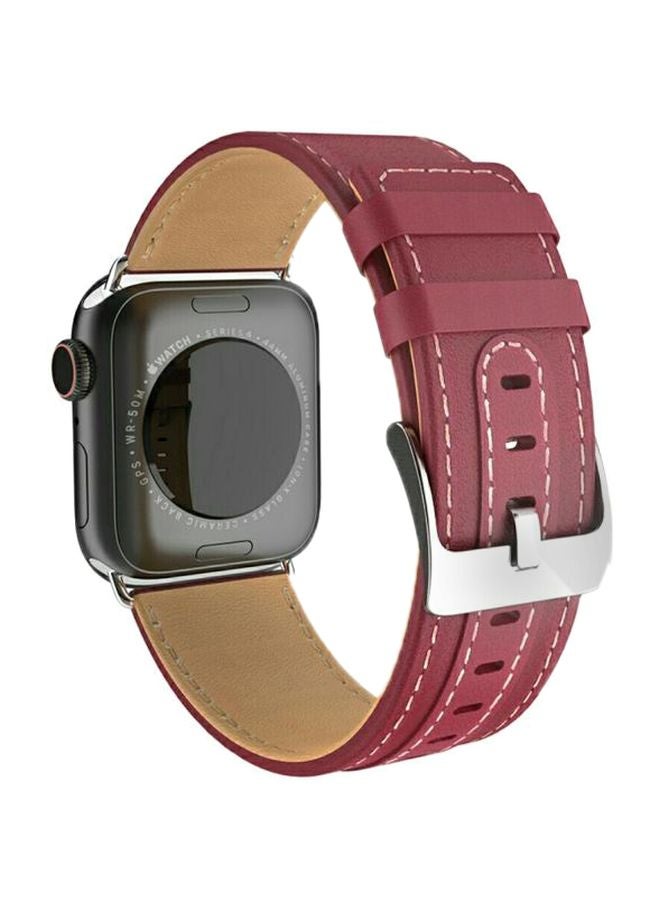 Hoco Replacement Leather Strap With Case For Apple iWatch 44mm Red  - Image 1