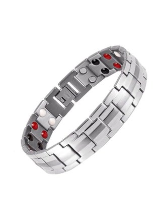 Stainless Steel Germanium Stone Studded Magnetic Bracelet