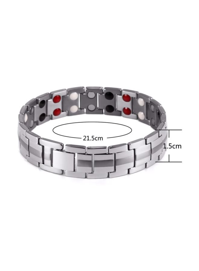 Stainless Steel Germanium Stone Studded Magnetic Bracelet - Image 2