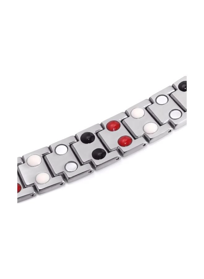 Stainless Steel Germanium Stone Studded Magnetic Bracelet - Image 3