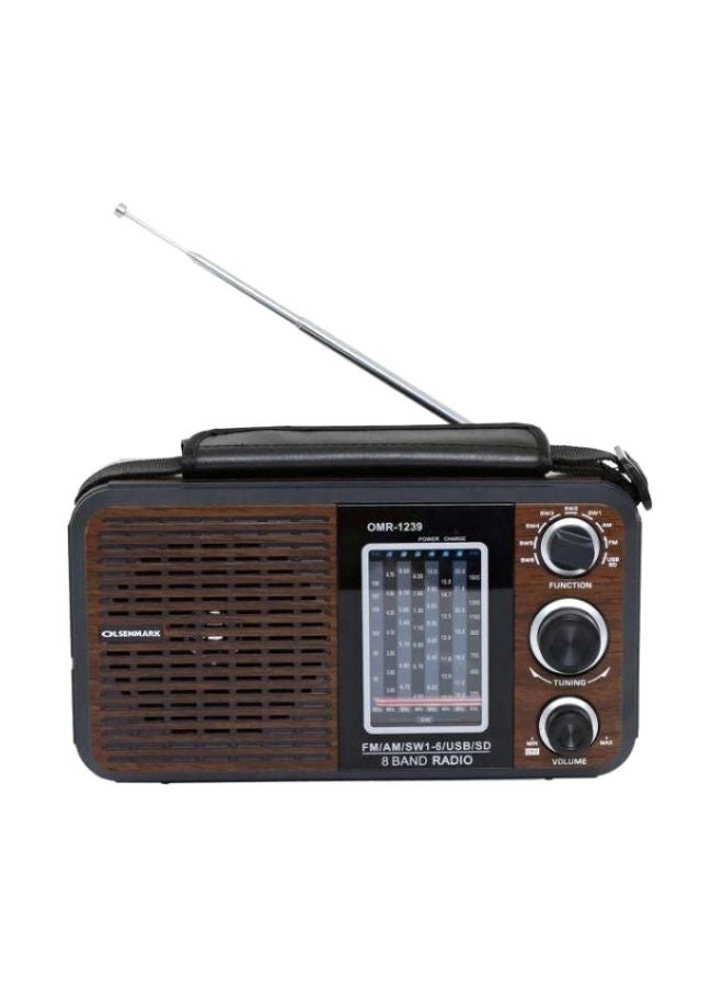 Olsenmark Rechargeable 8 Band Radio OMR 1239 Brown/Black 